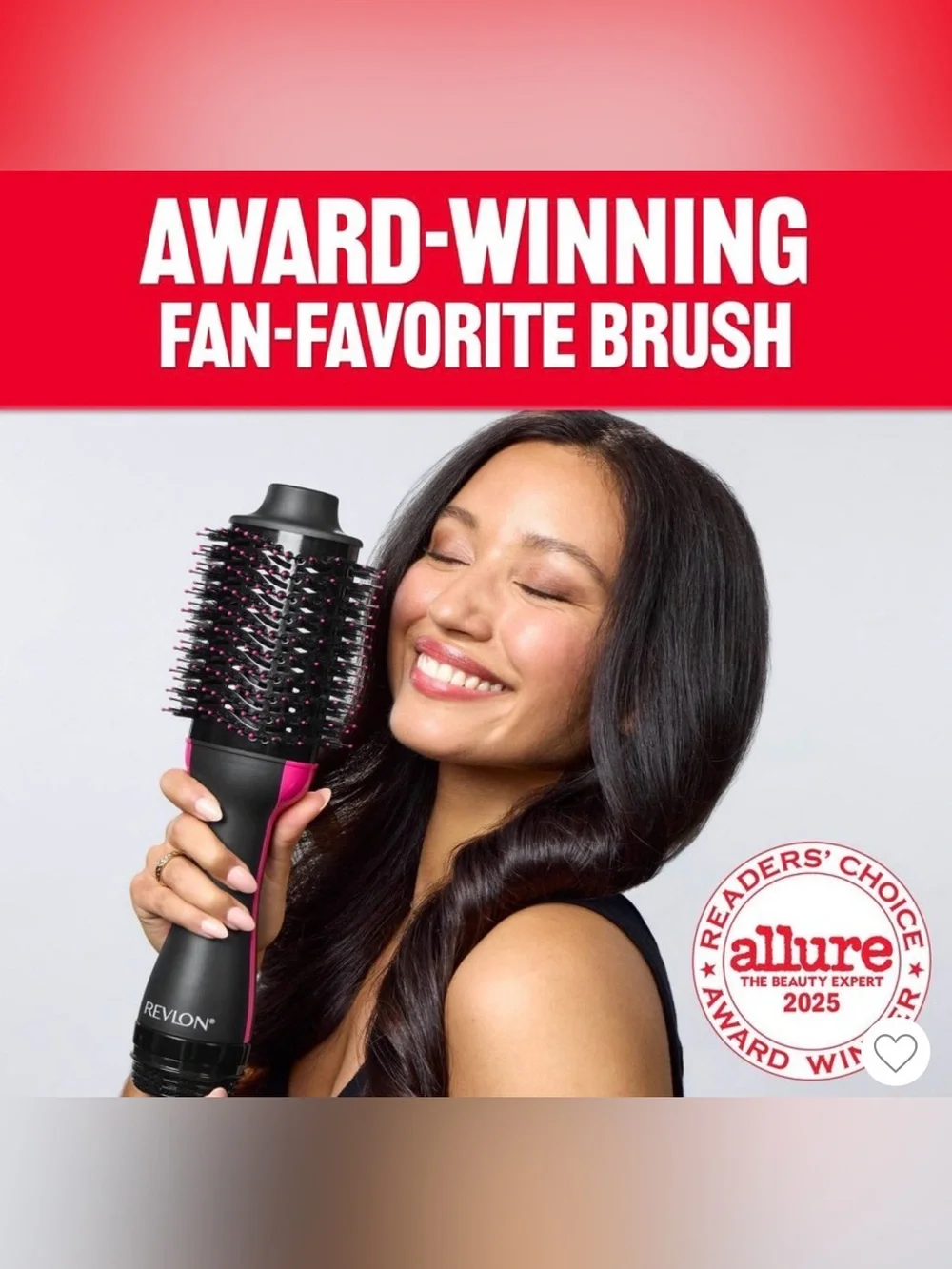 Revlon Hot Air Brush Styler 1100 watt, 3 Heat Settings - Pink and Black